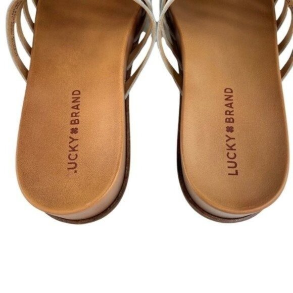Lucky Brand White Leather Slip On Sandals - Picture 3 of 7